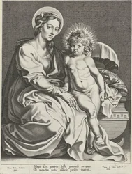 Mary with Christ Child by the Cradle