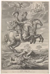 Ferdinand of Austria with Ferdinand, King of Bohemia and Hungary, on horseback at the victory at Nördlingen (series title: Joyous Entry of the Cardinal-Infant in Ghent, 1635)