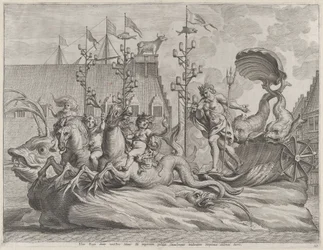 Philip of Spain as Neptune, riding in a chariot drawn by two sea horses, from Gu...