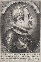 Portrait of Charles of Austria, Infante of Spain, in profile to the right