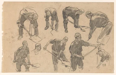 Study Sheet with Sketches of a Digging Worker