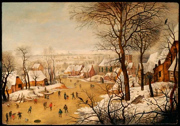 A Winter Landscape with Skaters and a Bird Trap