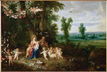 The Holy Family with Saint John the Baptist and Angels