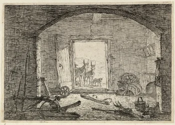Donkeys in Front of the Door of a Stable