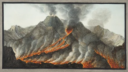 Crater of Mount Vesuvius from an original drawing executed at the scene in 1756, plate 10 from 