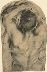 Half-Length Recumbent Male Nude Seen from the Back
