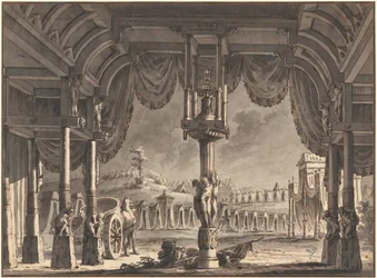Stage Design of an Ancient Roman Encampment by Night