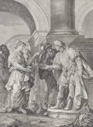 Daniel argues with the elders while Susanna stands at left