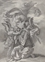 Moses Receiving the Tablets of the Law from God Who Descends from the Heavens