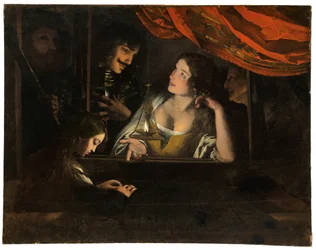 Figures in an Interior Around a Lantern