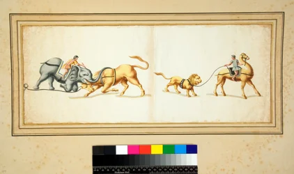 Copy of a Mosaic of an Elephant Fighting Against a Bull