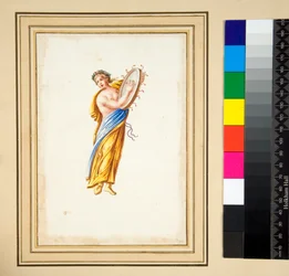 Draped figure beating a drum