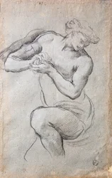 Male figure, Study for Bacchus in the Age of Silver fresco