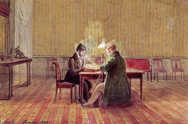 Adam Bernard Mickiewicz Playing Chess with a Friend
