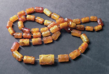 Necklace of 49 cylindrical beads decorated in bas-relief, c.1600