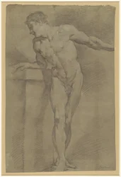 Study of a Standing Male Model, Leaning Against a Parapet