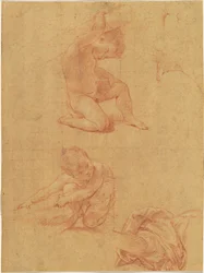 Two Nude Children Lifting a Cudgel
