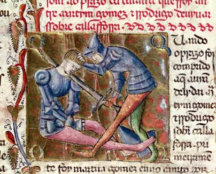 Battle between Martin Gomez and El Cid from Chronicles of Spain, 1344