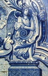 Decorative panel depicting an angel, Lamego, Portugal. 1738