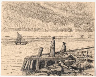 The Pier at Dyrnæs. Gray Weather