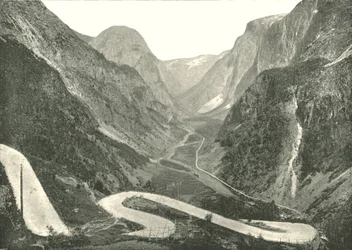 The Zig-Zag road and Waterfalls, Stalheim, Norway, 1895