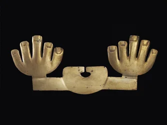 Nose Ornament with Hands, possibly Moche