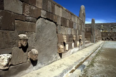 Pre-Columbian archaeological site of Tiahuanaco, Bolivia.