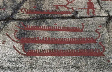 Boats, Fossum rock, Petroglyph of Tanum, Sweden