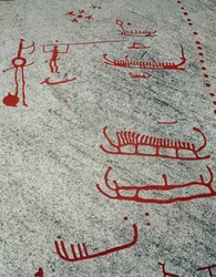 Nordic bronze age: boats and sledges, rock carvings in Tanum, Sweden