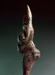 Venus de Savignano, anthropomorphic lithic sculpture found in 1925 in Savignano sul Panaro. Upper Paleolithic, Stone Age. Museo Nazionale Preistorico Etnografico Luigi Pigorini, Rome, Italy