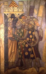 Joab and Abner, reconstruction of a wall painting originally in the Painted Chamber of the Palace of Westminster