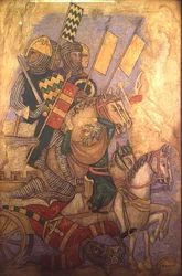 The History of Antiochus, reconstruction of a wall painting originally in the Painted Chamber of the Palace of Westminster