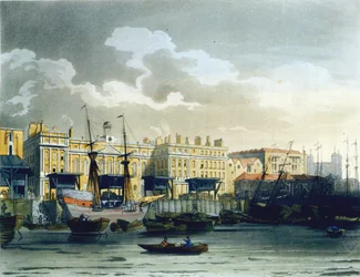 Custom House from the River Thames, from Ackermann