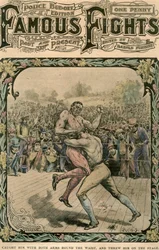 Caught him with both arms round the waist, and threw him on the stage