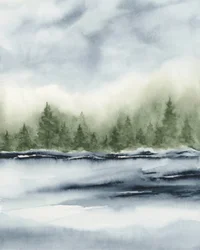 Misty Forest Lake