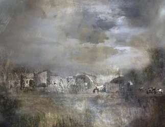 Old Village Under Clouds