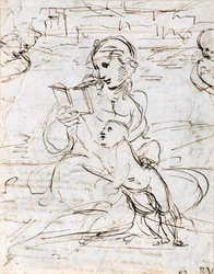 Reading Madonna and Child in a Landscape between Two Cherub Heads, 1509