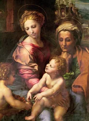 The Holy Family (or The Pearl), Detail: The Virgin, Saint Elizabeth and Child