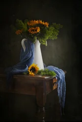 Moody Sunflower Still Life