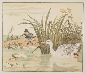 A lily-white Duck came and gobbled him up, from The Hey Diddle Diddle Picture Book, pub.1882