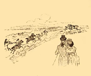 Bystanders Watch as John Gilpin is Chased Across the Countryside
