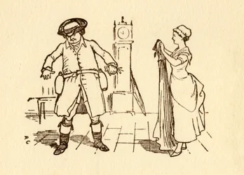 John Gilpin attaches wine bottles to his belt