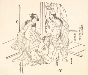 Scene from a Drama: Matsumoto Koshiro I and Two Other Actors