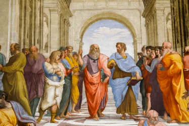 School of Athens, detail. Plato and Aristotle. 1509