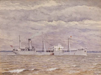 The Norwegian freighter Thoroy on the Gironde estuary
