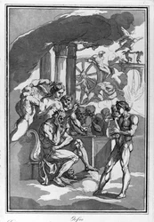 Orpheus in the Underworld Asks Minos for His Wife Eurydice (Watercolour Drawing by Raimondo La Fage)