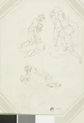 Praying Virgin and Figures in Clouds