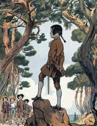 Napoleon Bonaparte (1769-1821) as a child in Ajaccio, Corsica. Illustration by Raymond de Neziere in Our National Glories, 1920. Private collection. DR