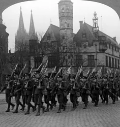 British troops marching in Cologne, Germany