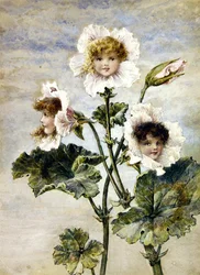 Geranium & Sweet Pea- Flower Children- a Pair